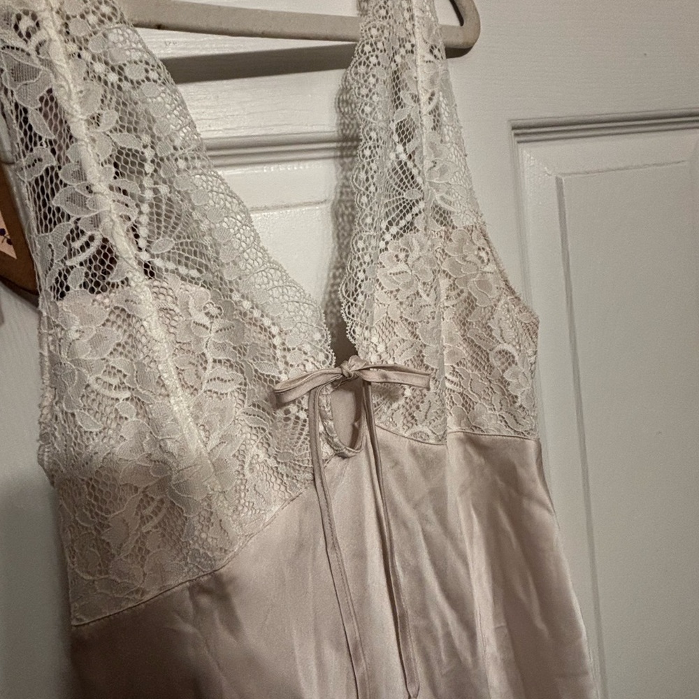 Free People Lace Trim Chemise in Cream